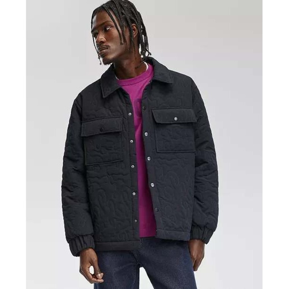Mode‎ of One Mens Quilted Jacket Deep Black Snap Front XL 100197726MN